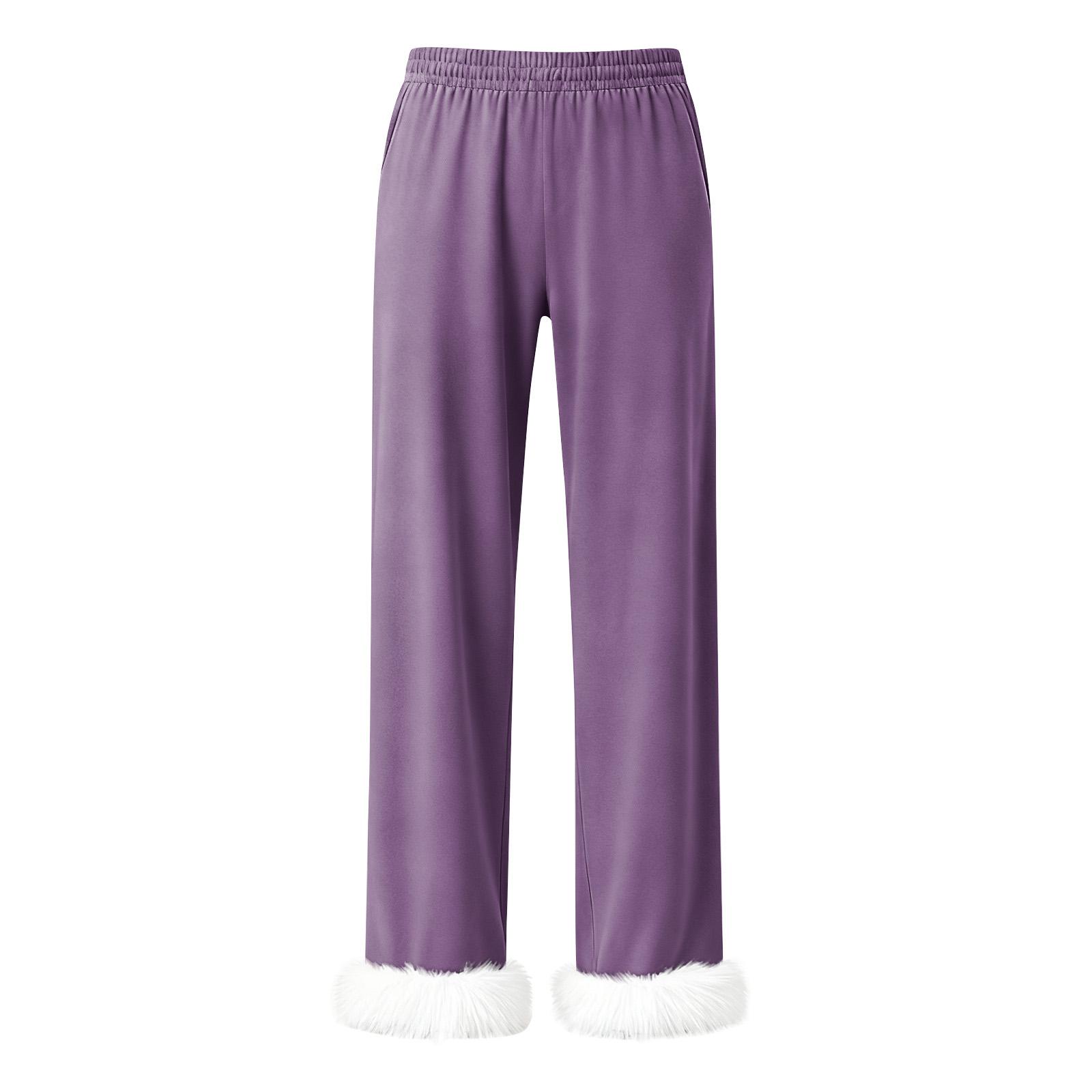 

Women s fashionable casual solid color pants M фиолетовый