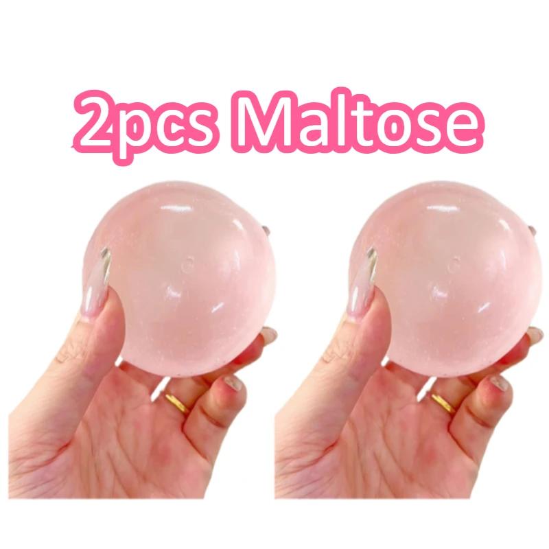 Pink Maltose Squishy Toy Cute hi Anti Stress Fidget Toy Soft Simulated Pink Transparent Ball Quick-rebound Decompression Toy
