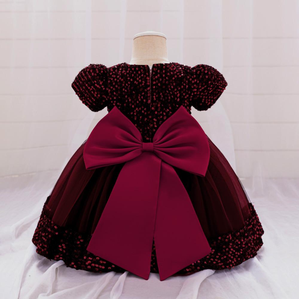 Kids Sequin Birthday Dress Summer Wedding Flower Girls Dress Toddler Baptism 1st Birthday Dress Baby Girl Clothes Princess Wedding Party Kids Costume