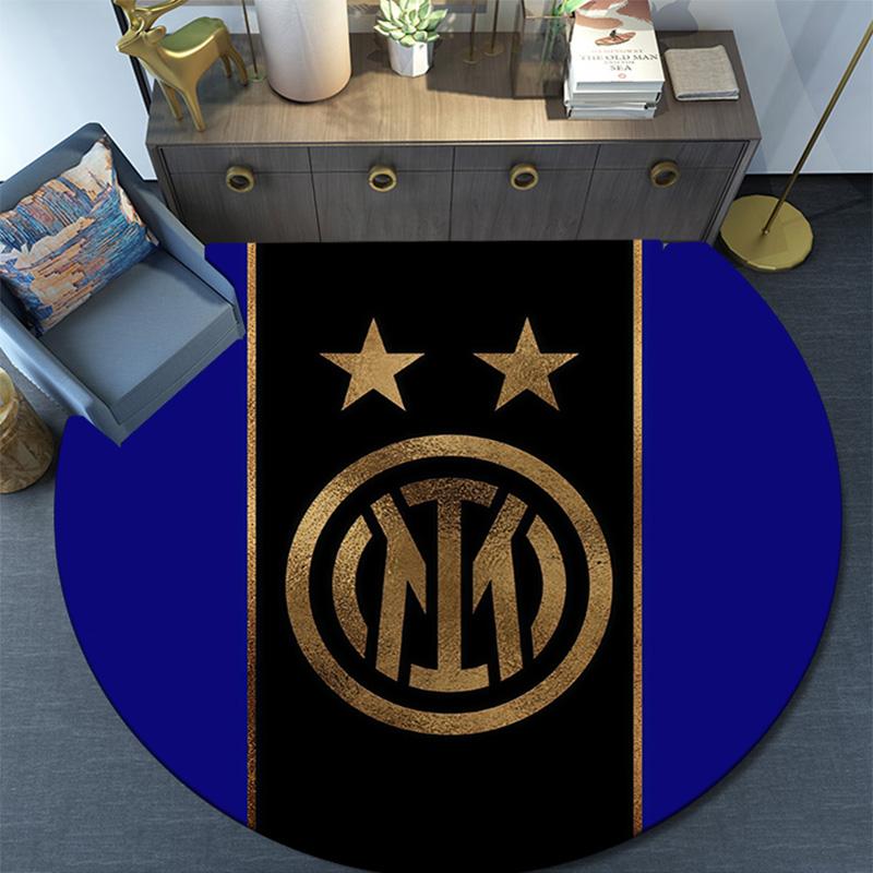 Football Club Internazionale Milano Round Area Rug,Carpet Rug for Living Room Bedroom Sofa Playroom Decor,Non-slip Floor Mat