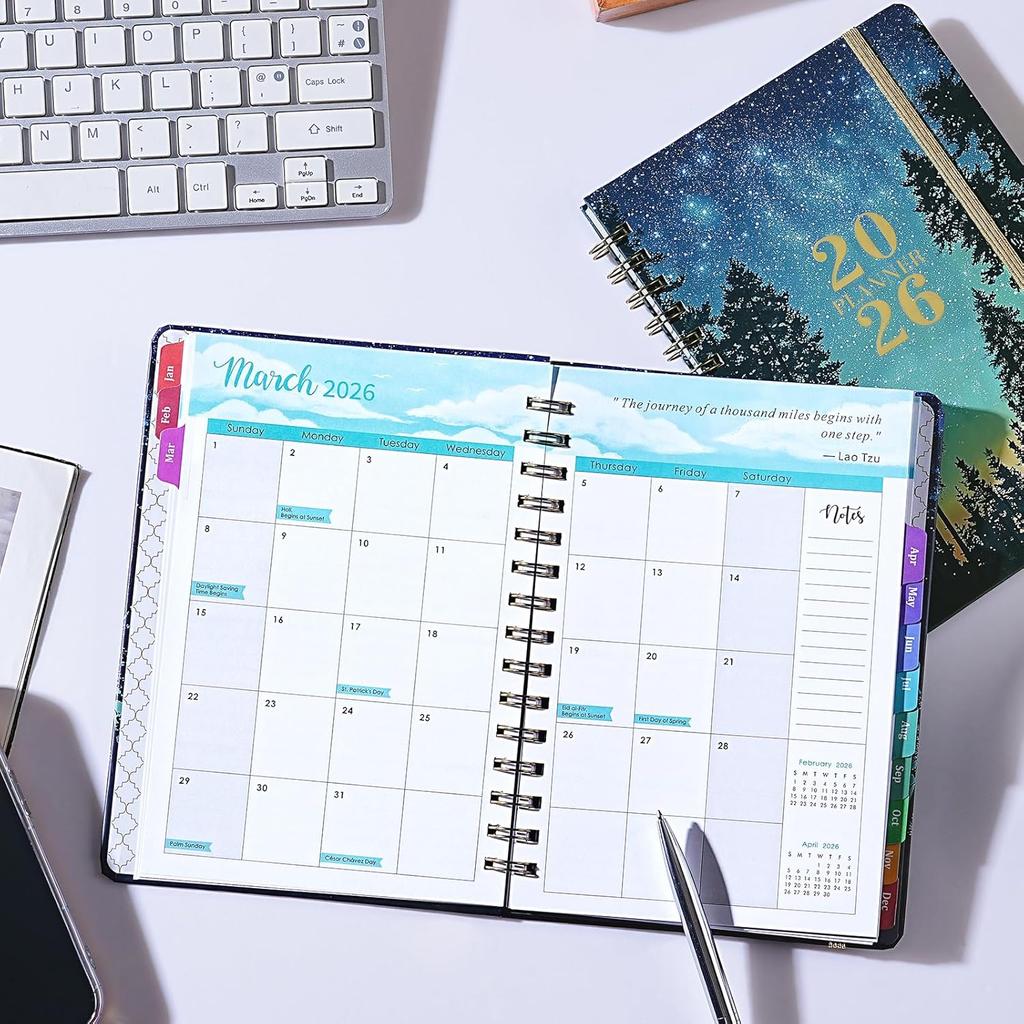 2026 Planner - Planner 2026 Weekly and Monthly from January - December, Calendar Planners with Colorful Tabs, Inner Pocket, 6.4" x 8.5"