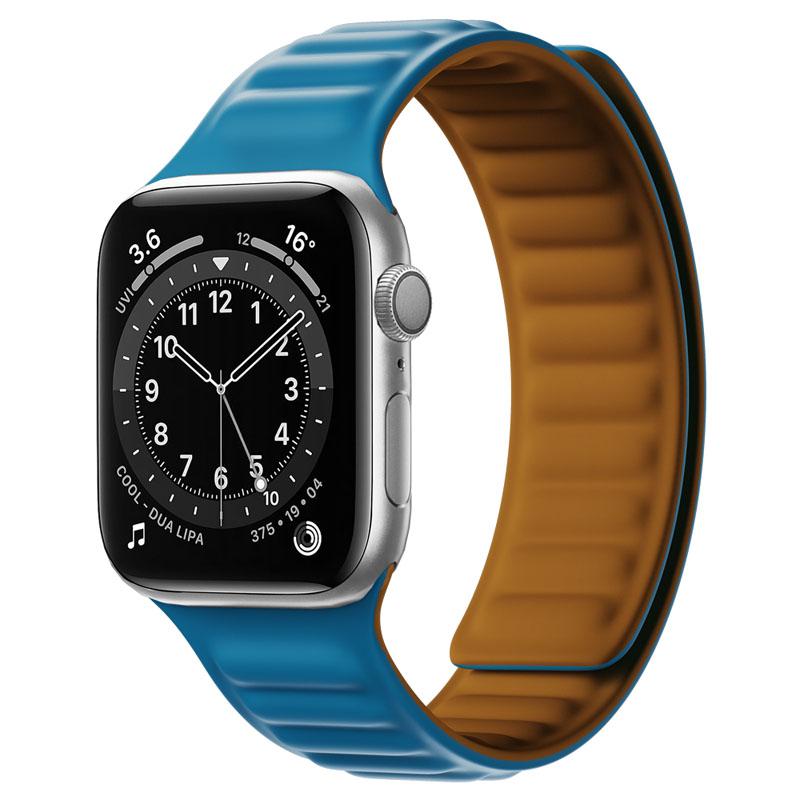 Silicone Link strap for Apple watch band 44mm 40mm 45mm 41mm 46mm 49mm Magnetic Loop bracelet iwatch series SE 7 8 9 ultra 2 10