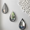 3Pcs Self-Adhesive Acrylic Mirror Wall Stickers Black Frame Teardrop-Shaped Mirror  Bathroom