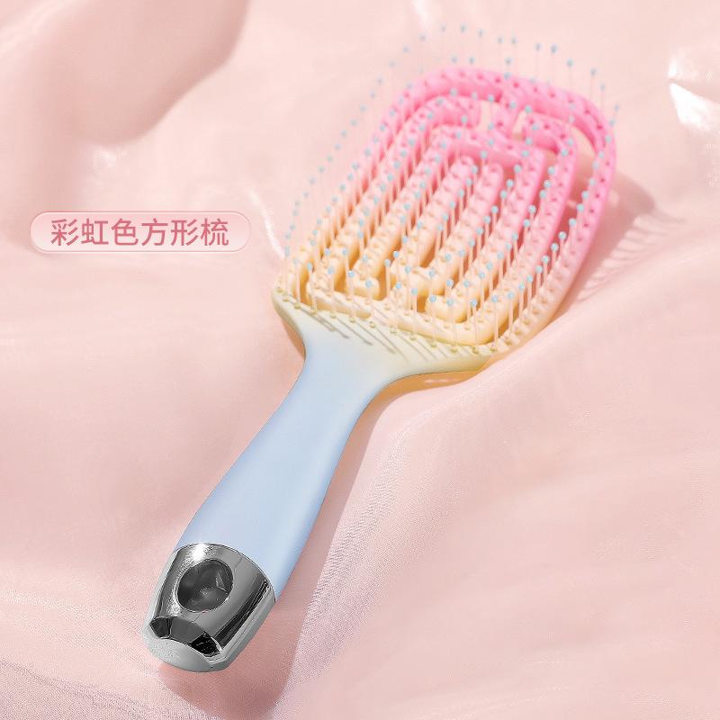 Macaron Big Bend Comb Hair Massage Comb Men's Fluffy Comb Curly Hair Styling Comb Arc Nine Ribs Comb