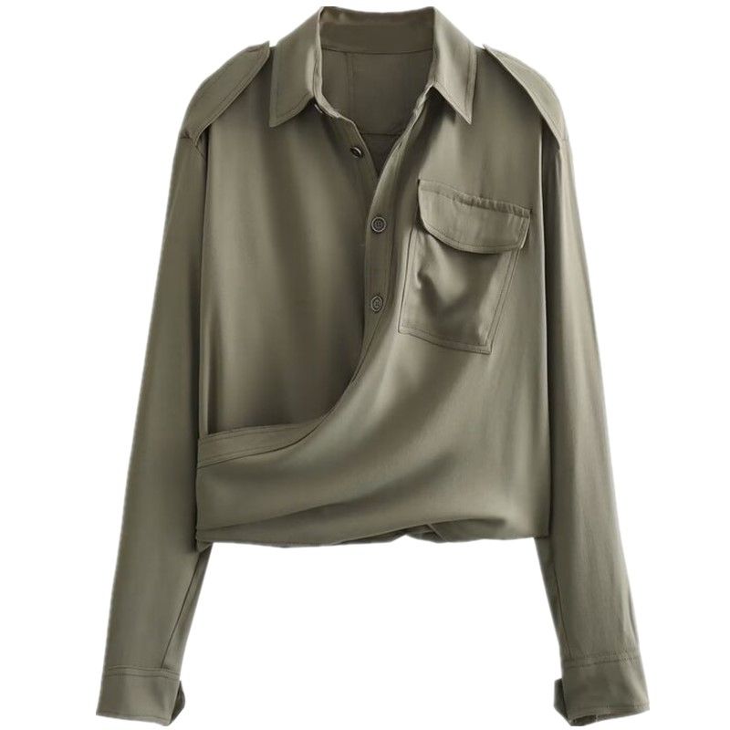 

Fashion Style Winter New Women s Clothing Stylish Slim Looking Easiest for Match Lapel Long Sleeve Shirt 8554205 526 Light green L