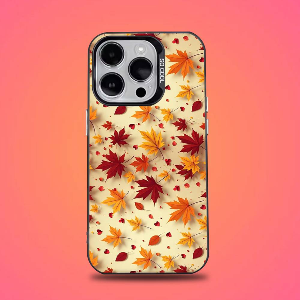 Autumn leaves pumpkin Phone Case For iPhone 16,15,14,13,12,11,Mini,Pro,E,SE4,XS,MAX Black Candy Matte Cover iPhone12mini