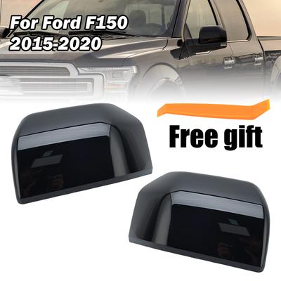 Side Rearview Mirror Cover Cap For Ford F150 2015- US Version Glossy Black With Buckle Side Mirror Cover Cap Car Accessories