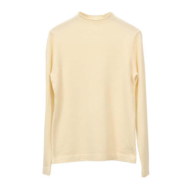 Women's Solid Color Half-High Neck Wool Knit Sweater - Autumn/Winter Short Thick Pullover Base Layer Knitwear