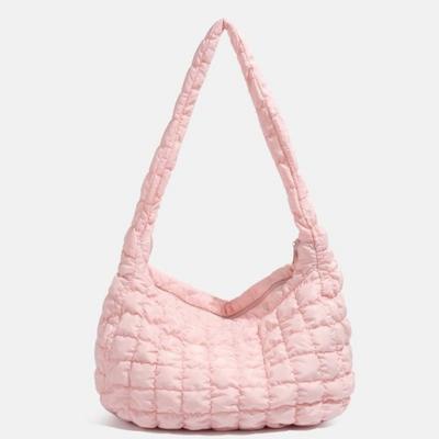 Bolsa de Algodão Acolchoado, Bolsa Nuvem Bolha, Bolsa de Ombro Único Plissada em Forma de Diamante, Bolsa Transversal Versátil