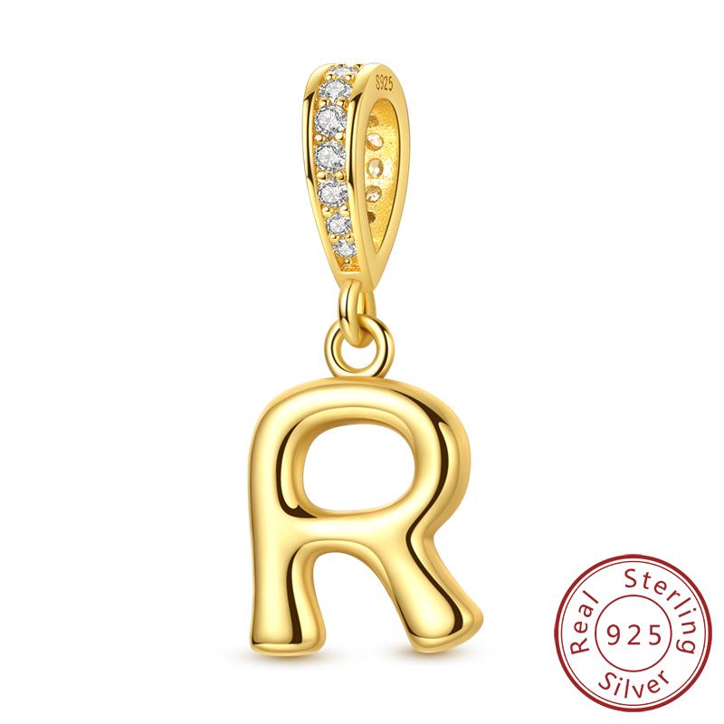 Dekorative Charms Perlenelemente Echtes Kupfer A-Z Alphabet 26 Buchstaben Charm Dekorationen Anhängerstück Geeignet Für Authentischen Armreif Armband