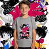Boys Girls Short Sleeve T Shirt Ranma Characters Anime Print Cotton Top Kids Casual Wear Breathable Soft Summer