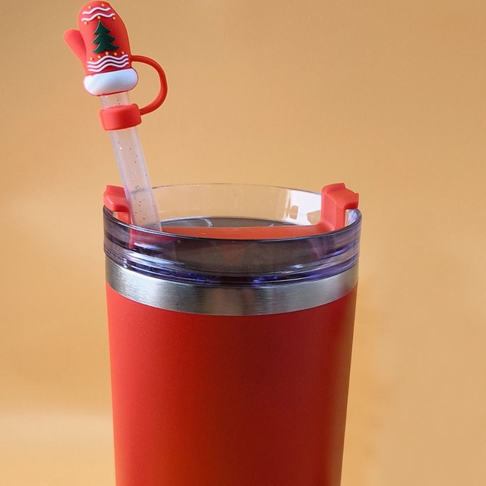 Opakovaně použitelná silikonová zátka na brčko Silikonové krytky na konce brček Nový uzávěr proti prachu na pití Vánoční dekorace