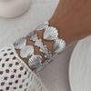 Starfish Flower Open Cuff Bangles for Women Hand Decoration Jewelry Gift Ocean Style Adjustable Metal Spring Bangles Party Accessories