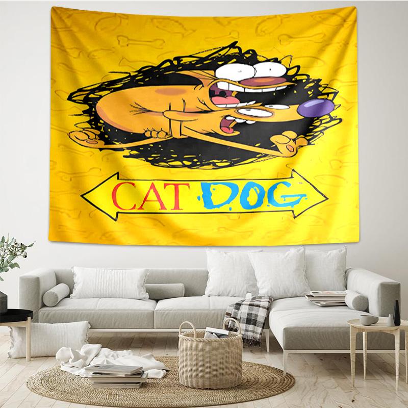 Cat Dog Adventure Quick-Dry Tapestry Hanging for Bedroom,Livingroom, Playroom,Decor Art Room Wall Tapestry Holiday and Birthday Gifts