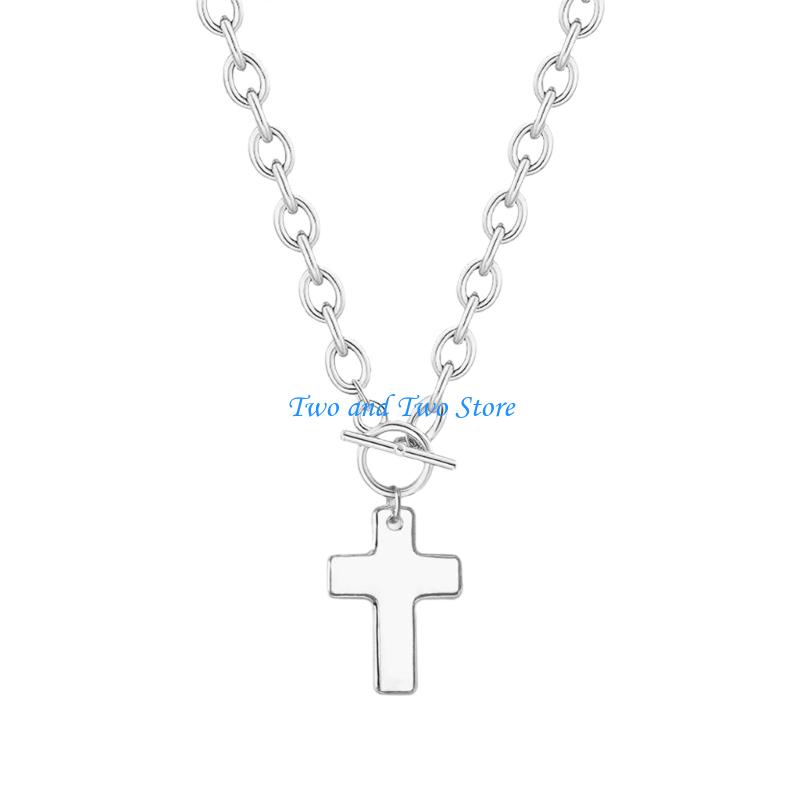 HX6F Modern Crucifix Necklace For Women Bold Statement Trendy Layering Jewelry