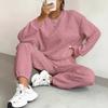 Women's Wear, Fried Dough Twists Stitching, Long Sleeves, Round Neck, Blouse, Leggings, Two-piece Set