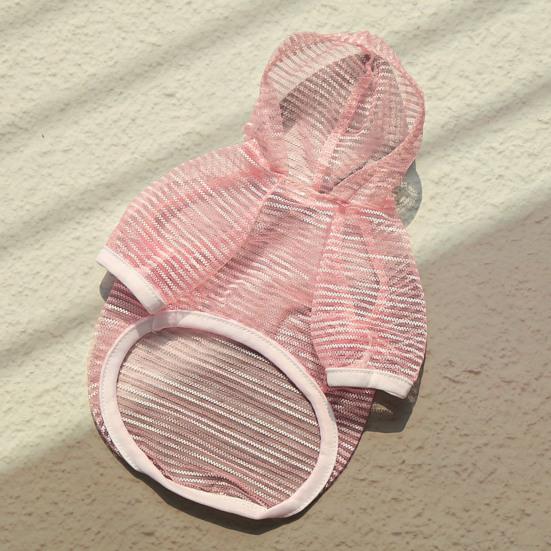 Pet Clothes Lightweight Mesh Fabric Hooded Short Sleeve Breathable Sun Protection Clothes Easy Wash Quick Drying Pet Vest