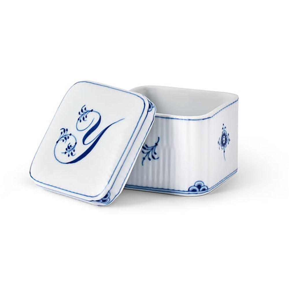 [Officially Imported] Royal Copenhagen Alphabet Collection Bonbonnière Square "Y", 6cm Tall, 1075894