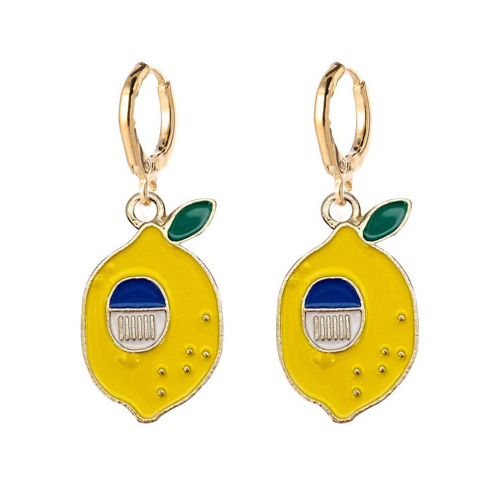 Summer Alloy Drip Earrings Fruit Earrings Lemon Avocado Strawberry Earrings Jewelry