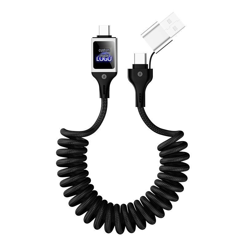 CarPlay Screen Mirroring LED Luminous Spring Retractable Customized Type-C Charging Cable