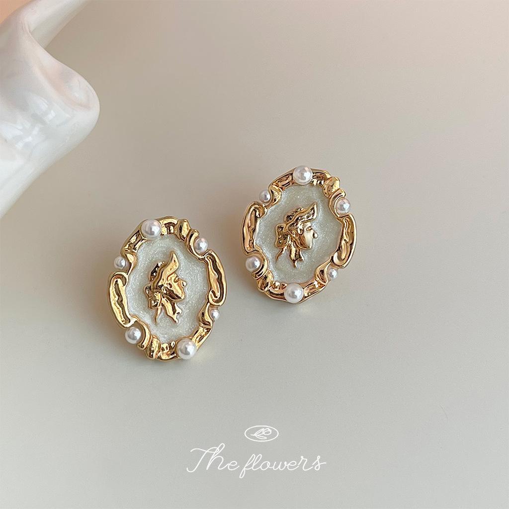 Französische Retro Unregelmäßige Tropfenöl Ohrringe - Hongkong Stil