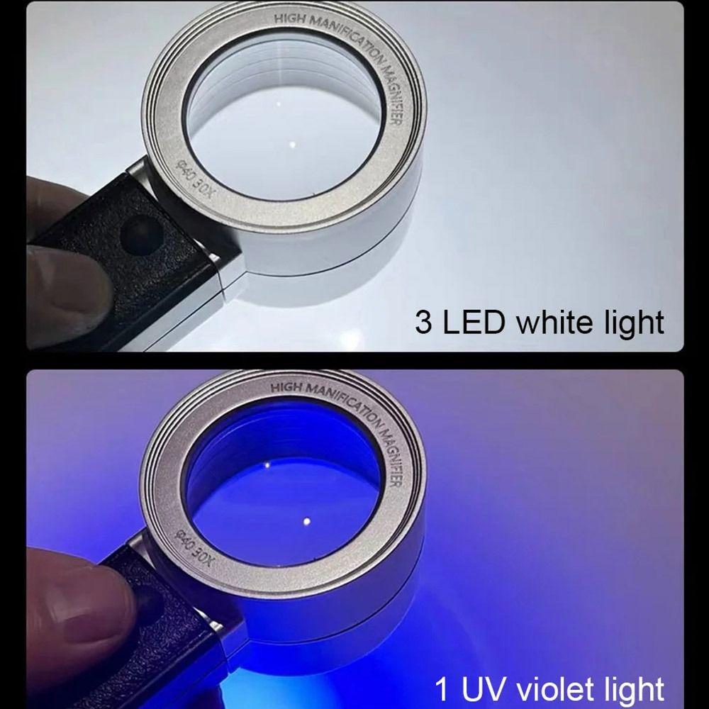 Double Llayer Handheld  Magnifier With 4 LED Light Reading Magnifier  Iinspection Tools