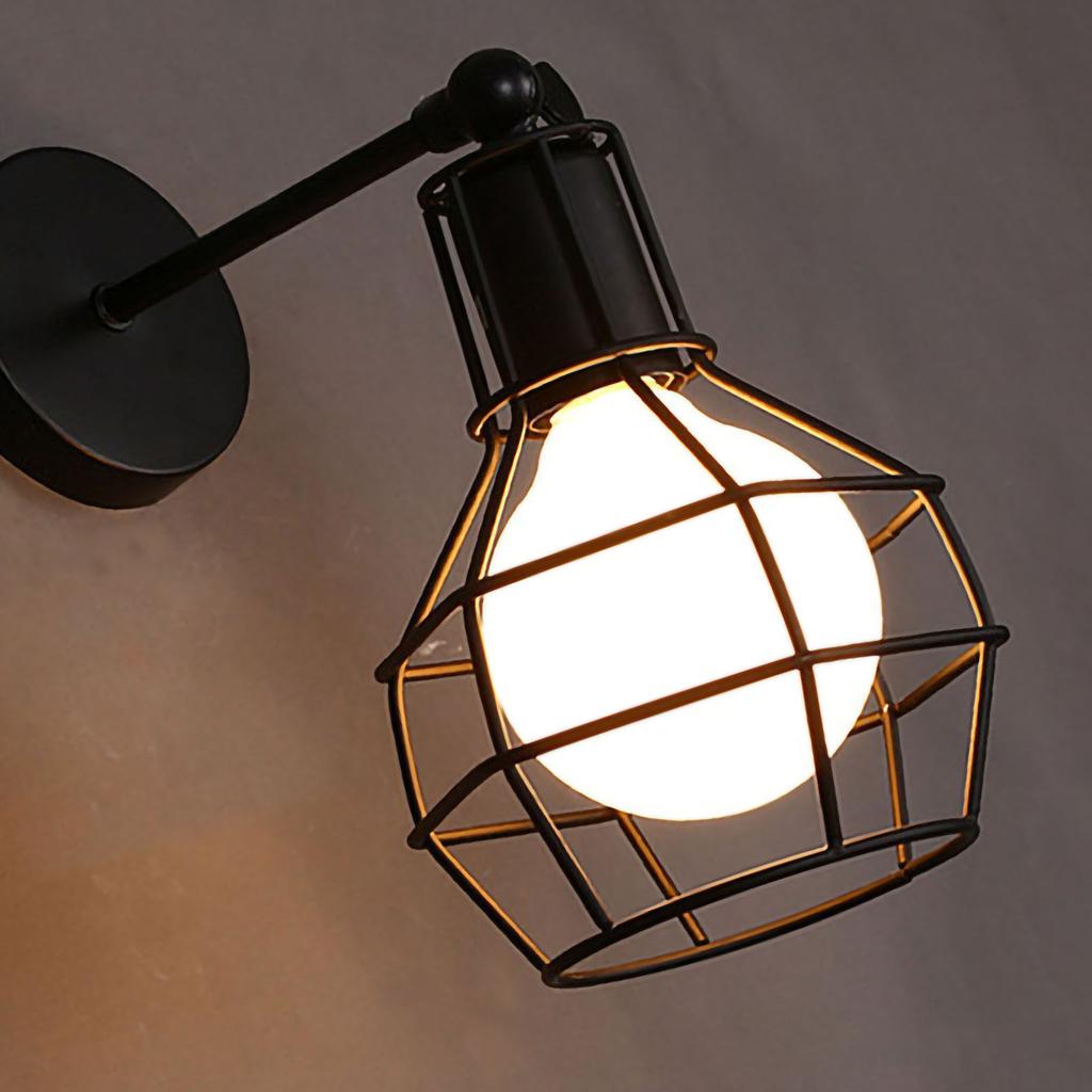 Vintage Metal Light Cage Veggfeste Lampeskjerm Ramme Industriell stil for Gangkorridor Pære Ikke