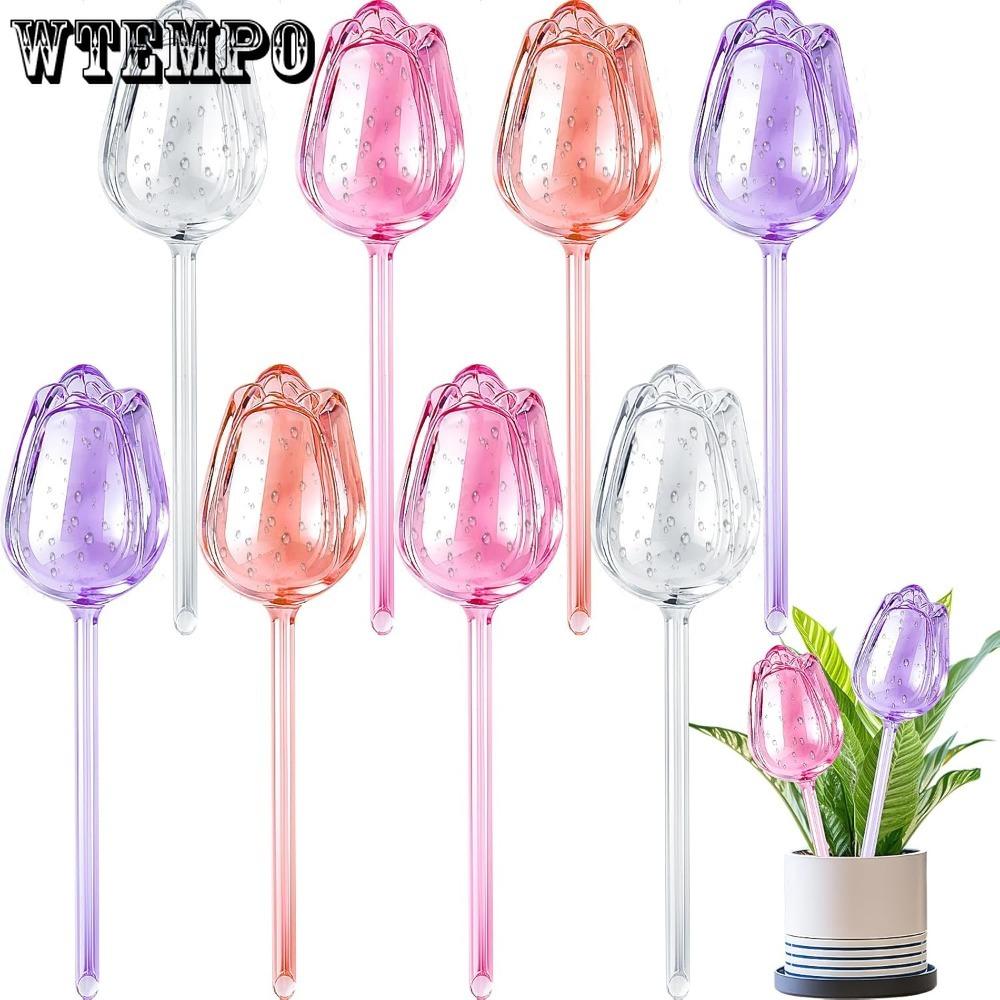 8pcs Self Watering Plastic Globes Tulips Bulbs Automatic Plant Watering Devices Plastic Plant Self Waterer Insert Spikes for Indoor Outdoor Decoration
