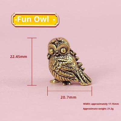 1 Pezzo Figurina Animale Uccello Retrò Mini Statua Gufo Metallo Ottone Animale da Tè Ornamento da Tavolo Accessori Decorazione Casa Miniatura Artigianato