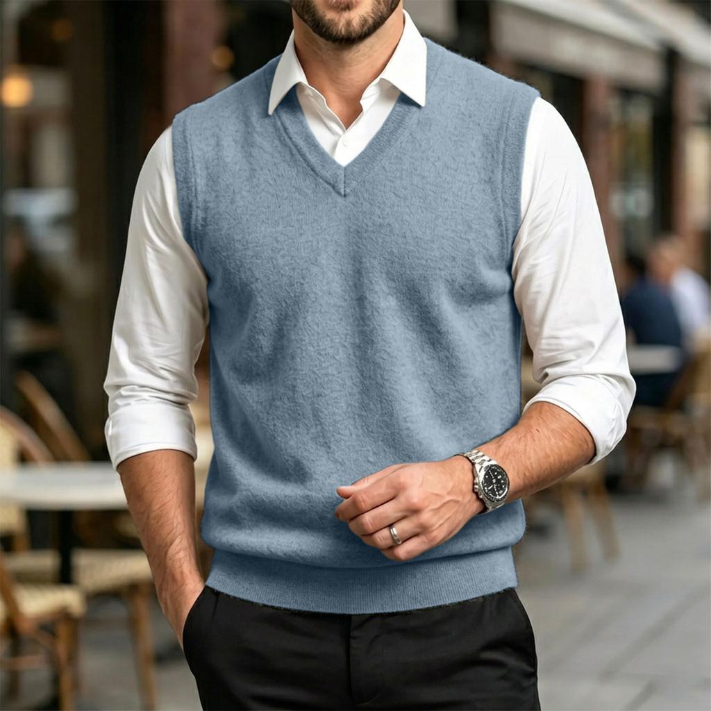Men's Casual V-Neck Sleeveless Knit Sweater Vest For, Commute and Daily Wear