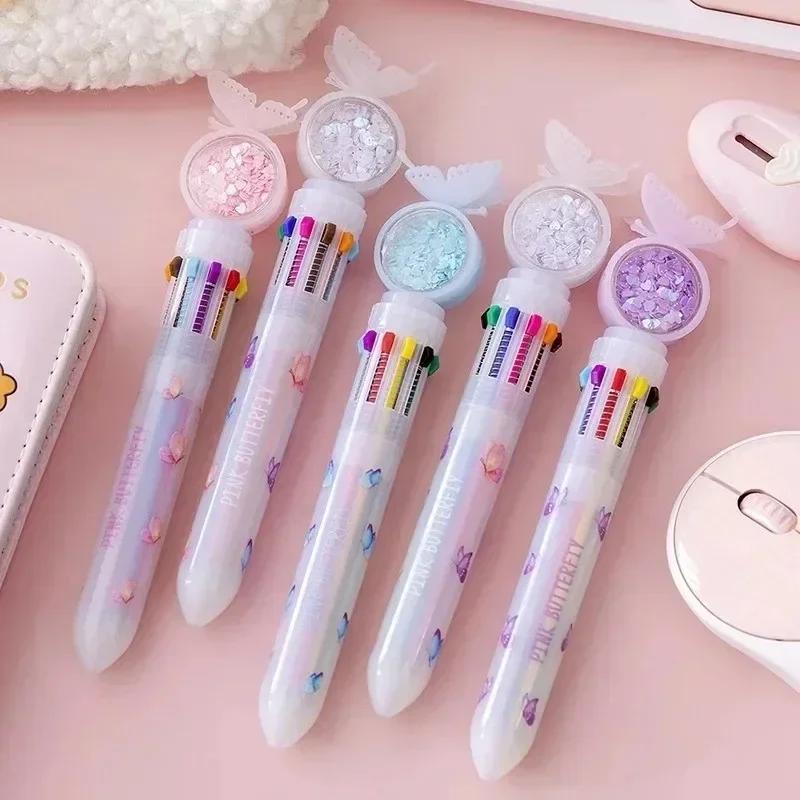 Kawaii Christmas Biros Pressed Multi-Color Pens Marker Creative Stationery for Writing School Supplies Kids Gift Random Styles