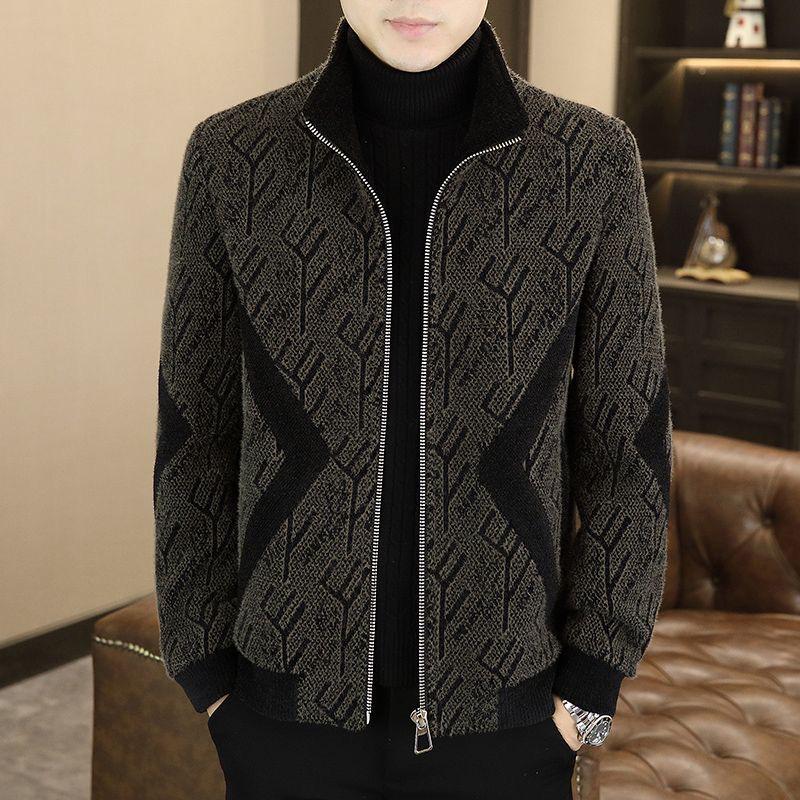 

High-Grade Men s Thick Wool Jacket, Handsome Stand Collar, Short Style, Casual Zipper, Autumn/Winter Hot Seller 2XL кавовий