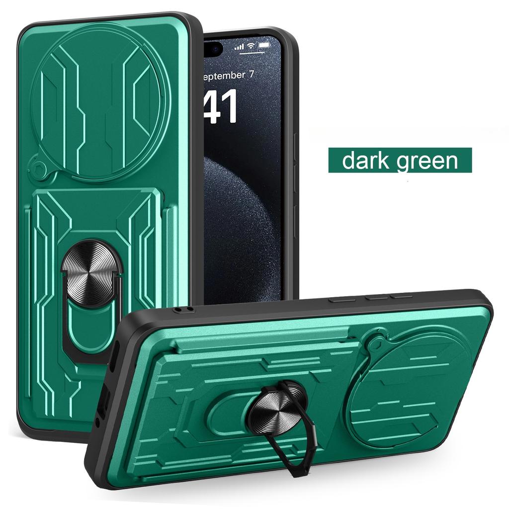 For Redmi Note 14 Pro+ Pro Plus/Redmi 14C/14R A4 A3 4G A3X Car Mounted Magnetic Rotating Ring Holder Card Slot Phone Case Shell