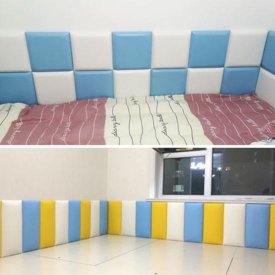 Wall Protector Anti-scratch Mute Self-adhesive Bedroom Headboard Bedside Cloth Cushion Tatami Decor for Kindergarten
