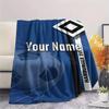 1PC Blue Diamond Emblem Custom Name Patterned Flannel Blanket Suitable For All Seasons For Home Decor Warmth And Comfort Gifts Holiday Present