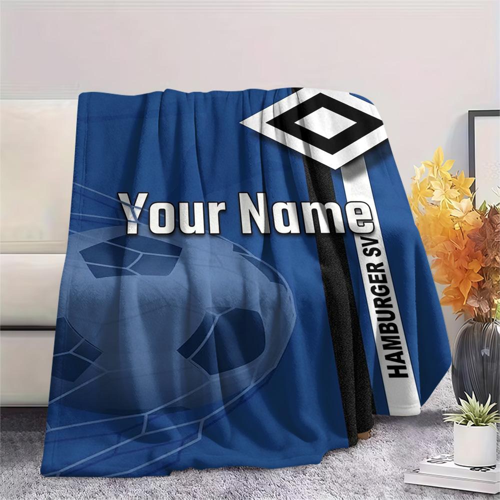 1PC Blue Diamond Emblem Custom Name Patterned Flannel Blanket Suitable For All Seasons For Home Decor Warmth And Comfort Gifts Holiday Present