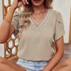 Summer New V-Neck Petal Sleeve Short Sleeve Solid Top