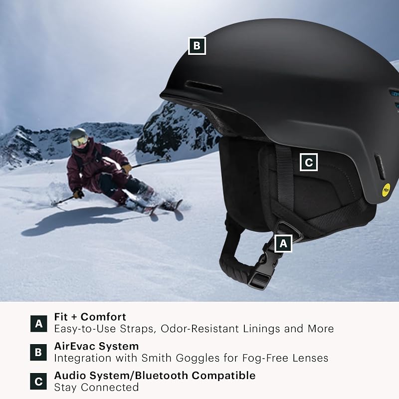 SMITH Method MIPS Snowboard Helmet for Men and Women, Asian Fit, Japanese Authorized Dealer, Matte Black, Size L (63-67cm)