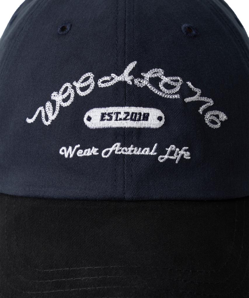 Uallong Contrast Lettering Ball Cap - Navy