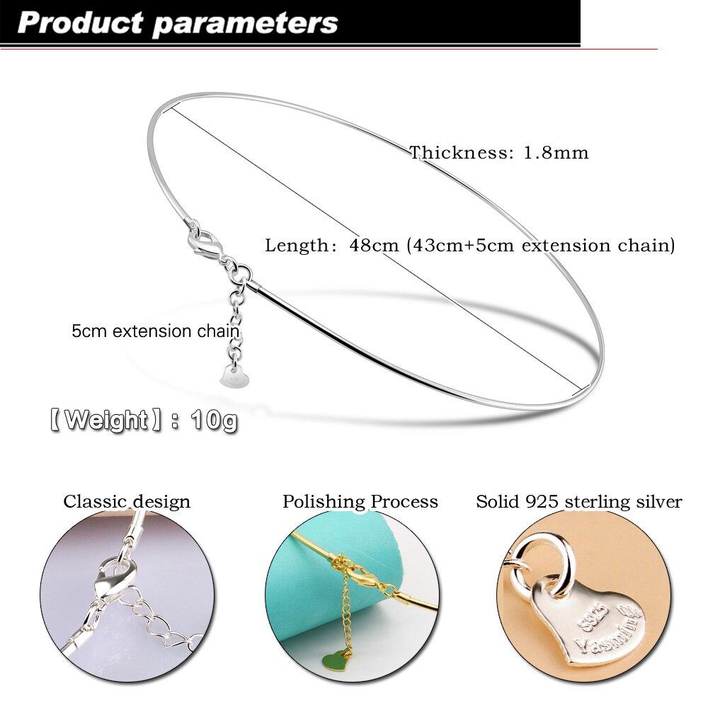 Choker !!!New Brand 925 Sterling Silver Torques Necklace For Women ;Rose Gold Silver Collar Rope Chain Silver Jewelry Accessories