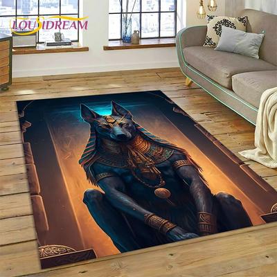 Alfombra 3D de Anubis, faraón, Horus, dioses de la mitología egipcia, para el hogar, sala de estar, dormitorio, sofá, felpudo, decoración, alfombra antideslizante
