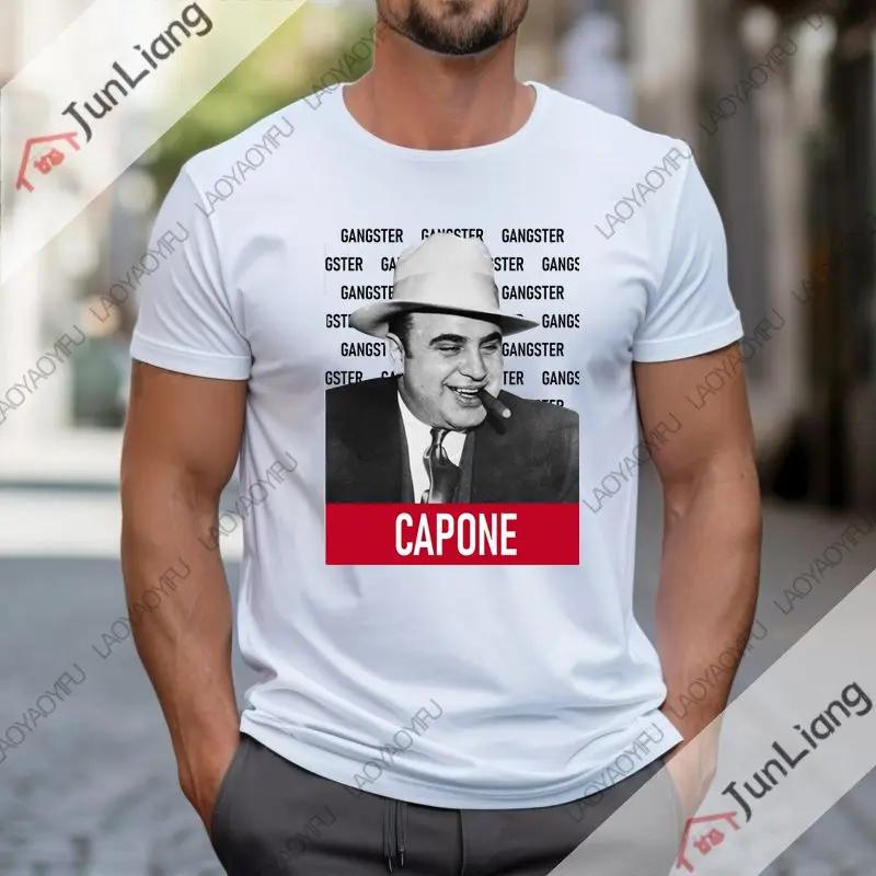 T-shirt da uomo Al Capone manica corta girocollo T-shirt gangster Mafia estiva alla moda comoda e vestibilità ampia