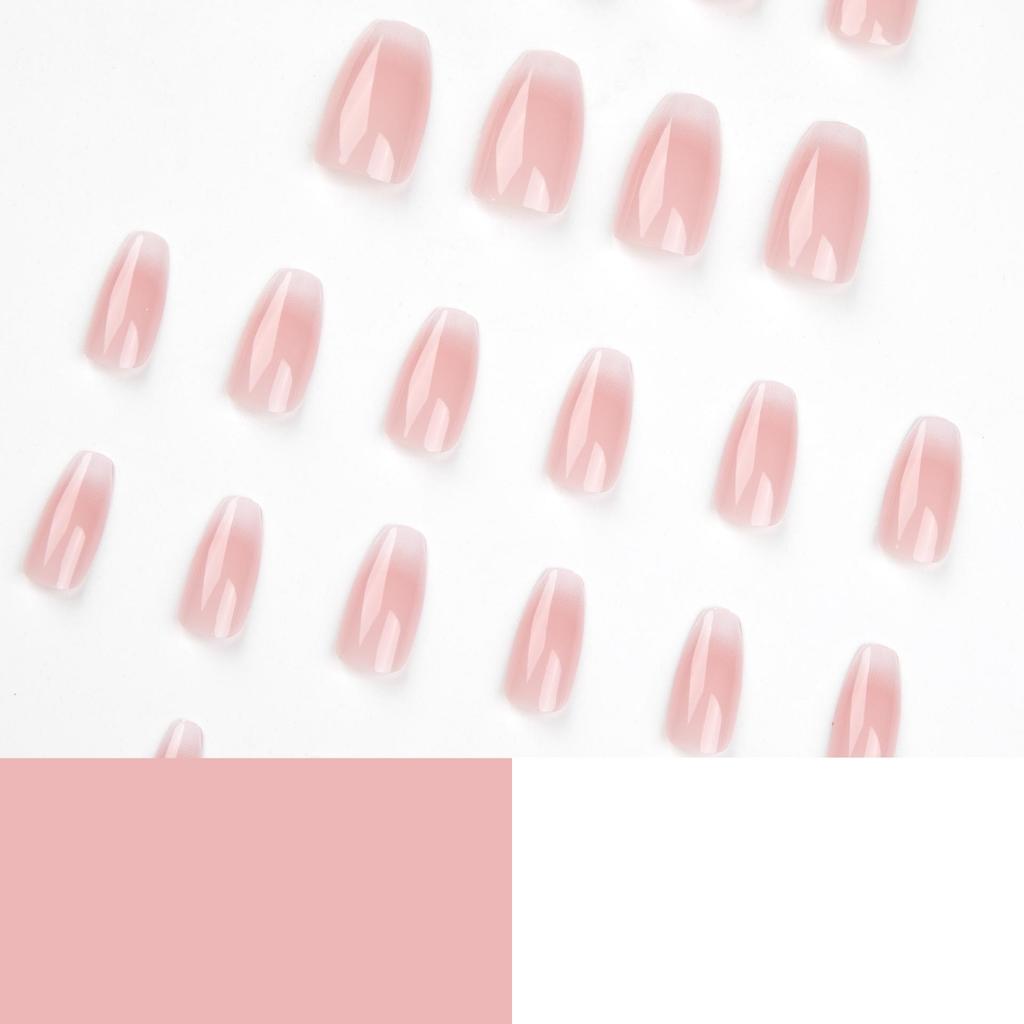 Gradient Pink & White Press-On Short Nails