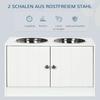 Raised Pet Feeder, with Two Bowls, Storage - White