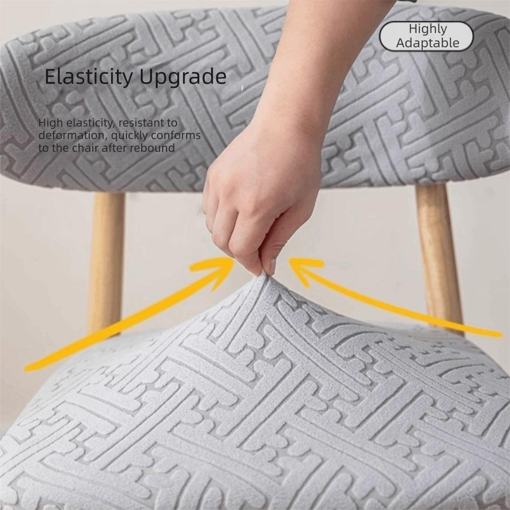 1 Set Curved Backrest Dining Chair Cover Split Type Printing Pattern Armless Chair Cover Elastic Backrest Protector Cove