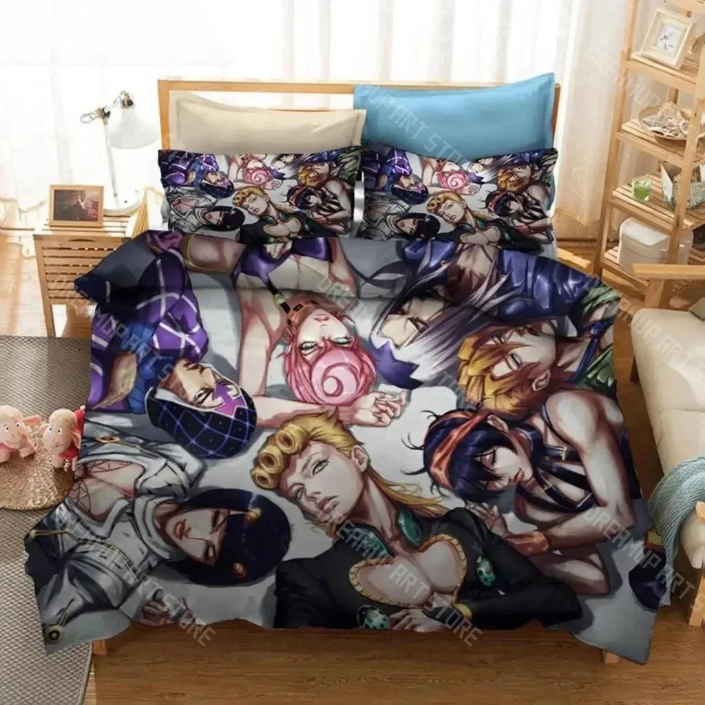 3D Print Anime JoJo Bizarre Adventure Jotaro Kujo Bedding Set Boys Girls Twin Queen Size Duvet Cover Pillowcase Bed Kids Adult