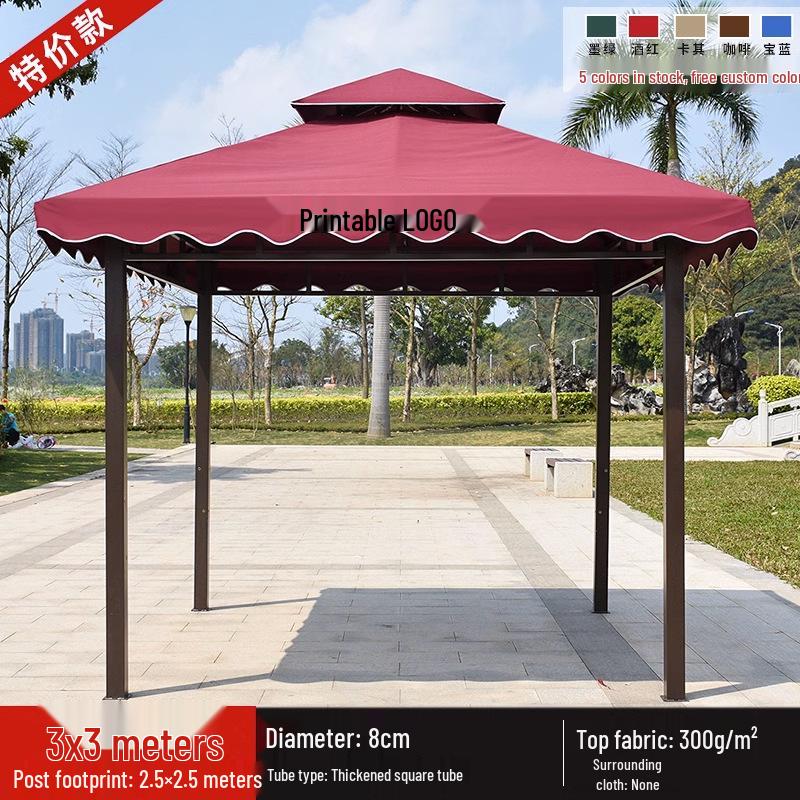 Wrought Iron Outdoor Gazebo Pavilion Canopy for Courtyard, Balcony & Rooftop Garden – Sunshade & Rain Shelter