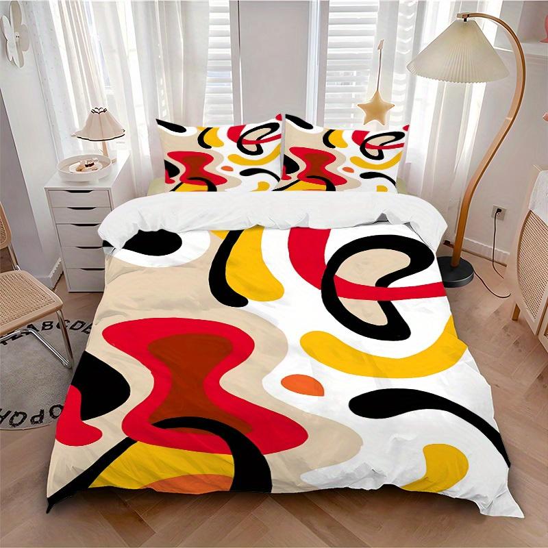 3pcs Abstract Art Print Bedding Set, Ideal for Home Use, Suitable for Bedroom Decor (1*Duvet Cover + 1/2*Pillowcases, No Core) Yy250821212