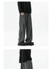 Unisex Dark Grey Paratrooper Pants - Spring/Autumn Loose Fit, Pleated, Wide-Leg Trend