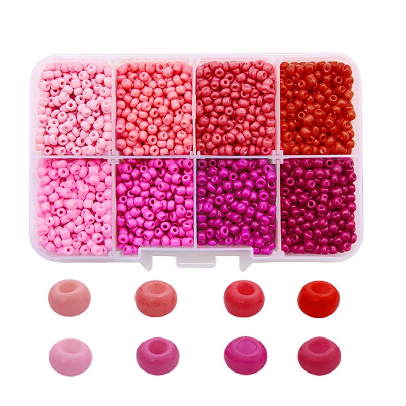 8-Compartment Solid Color Glass Seed Beads Set for DIY Bracelets & Necklaces